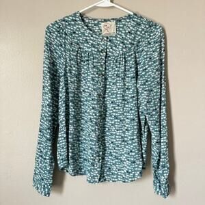 Anthropologie 24 of 52 Conversations Shirt 6 Polar Bear Button Front Preppy Blue